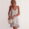 Floral Print Summer Dress Spaghetti Strap Mini Dress Ruffled