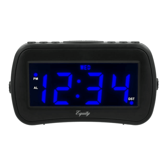 Equity 1.4 inch Day of Week Insta-Set Black LCD Alarm Clock, 30022 EasyOptionXY LLC