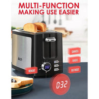 IKICH Toaster 2 Slice, LCD Screen Stainless Steel EasyOptionXY LLC
