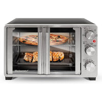 Elite Gourmet ETO2530M New Double French Door Toaster Oven fits 12" Pizza, Stainless Steel EasyOptionXY LLC