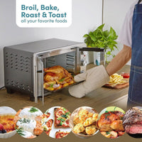 Elite Gourmet ETO2530M New Double French Door Toaster Oven fits 12" Pizza, Stainless Steel EasyOptionXY LLC