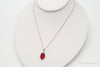 Antique Ruby Color Glass Floral Design 835 Silver Necklace