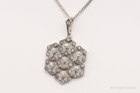 Antique Vintage Faux Diamonds Snowflake Sterling Silver Necklace