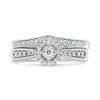 .925 Sterling Silver 1/3 Cttw Diamond Halo and Pave Shank Engagement Ring Set (I-J Color, I3 Clarity) - Ring Size 7