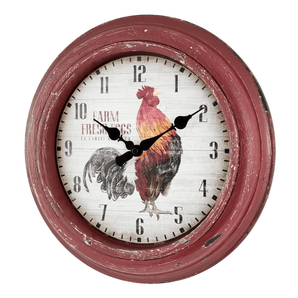La Crosse Clock 12-inch Red Rooster Distressed Quartz Analog Wall Clock, 404-3630 EasyOptionXY LLC