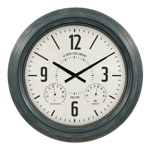 La Crosse Clock 18.40" Hamilton Indoor/Outdoor Blue Analog Quartz Analog Metal Clock, 433-3838 EasyOptionXY LLC