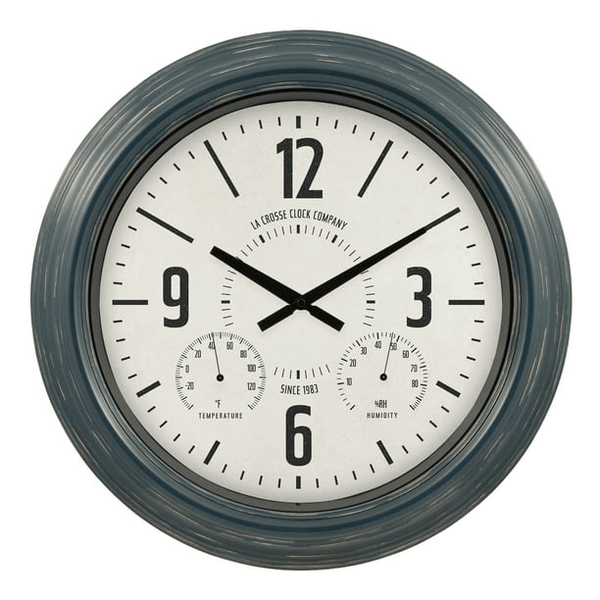 La Crosse Clock 18.40" Hamilton Indoor/Outdoor Blue Analog Quartz Analog Metal Clock, 433-3838 EasyOptionXY LLC
