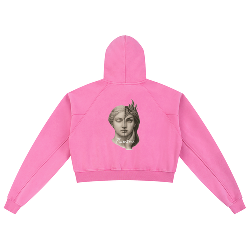 Two Faced Snow Washed Cropped Hoodie