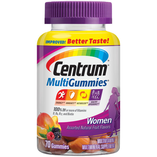 Centrum MultiGummies Gummy Multivitamin For Women, Multivitamin/Multimineral Supplement With Vitamin D3, B Vitamins And Antioxidants, Assorted Fruit Flavor