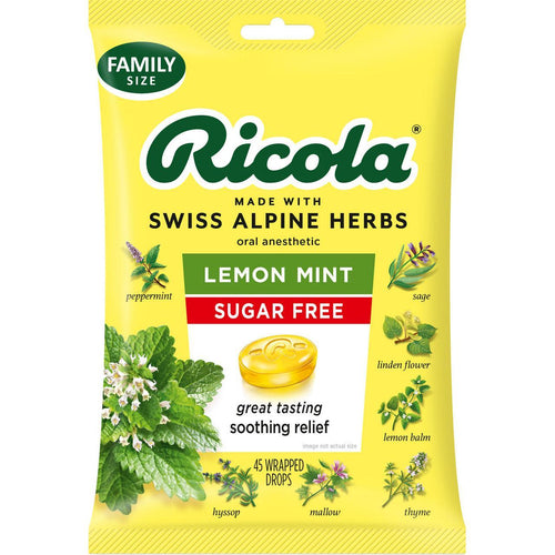 Ricola Sugar Free Lemon Mint Oral Drops 45 Ea Bag
