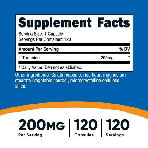 L-Theanine, 200 mg, 120 Capsules, Nutricost EasyOptionXY LLC