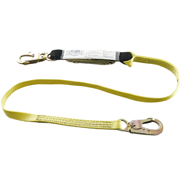 1" x 6 Ft Shock-Absorbing Nylon Web Lanyard w/ Double-Locking Snap Hooks | 96516 RatchetStrap.Com