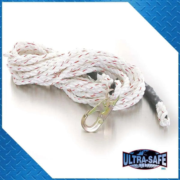 5/8" x 50 Ft Lifeline w/Double Locking Hook | 96805 RatchetStrap.Com