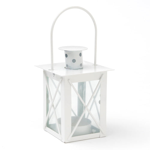 WAY TO CELEBRATE! 4-inch tall White Manual Power Metal Lantern, Indoor/Outdoor, 1 Each EasyOptionXY LLC