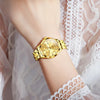 Women's Gold Stainless Steel Small Round Watch Date