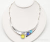 Designer Sheri Liebert Dichroic Glass Modernist Sterling Silver Necklace
