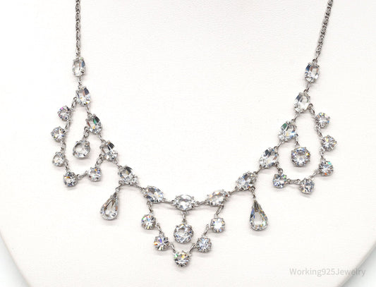 Antique Crystal Sterling Silver Necklace 16"