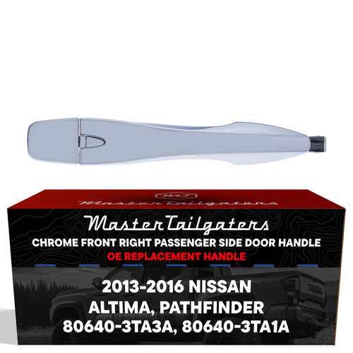 Exterior Door Handle Chrome Replacement for Nissan Altima (13-15), Pathfinder (13-16) OE Part # 80640-3TA3A, 80640-3TA1A | Front Right Passenger Side w/o Keyhole