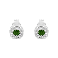 .925 Sterling Silver 1/5 Cttw Round Brilliant-Cut Green Diamond Miracle-Set Stud Earrings (Fancy Color-Enhanced, I1-I2 Clarity)