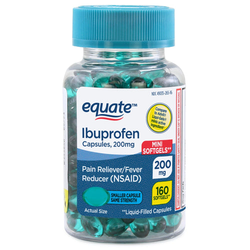 Equate Ibuprofen Mini Softgel Capsules; 200 mg; 160 Count EasyOptionXY LLC