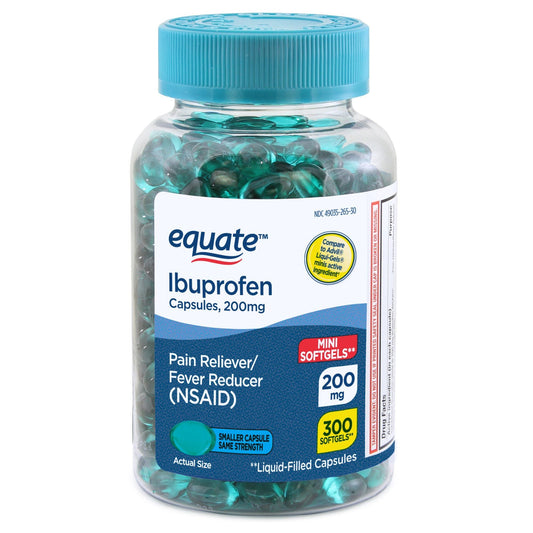 Equate Ibuprofen Mini Softgel Capsules; 200 mg; 300 Count EasyOptionXY LLC