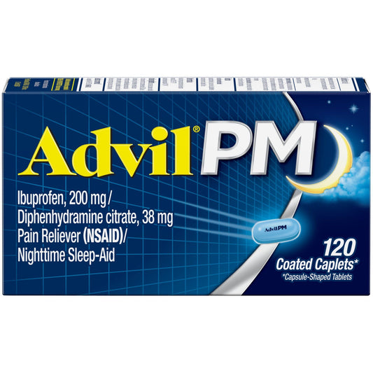 Advil PM Pain and Headache Reliever Ibuprofen Caplets; 200 mg; 120 Count EasyOptionXY LLC