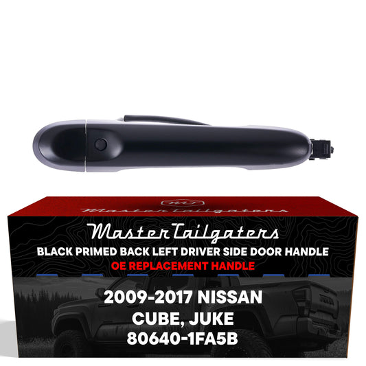Exterior Door Handle Black Primed Replacement for Nissan Cube (2009-2014), Juke (2014-2017) OE Part # 80640-1FA5B | Back Left Driver Side w/o Keyhole