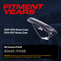 Exterior Door Handle Black Primed Replacement for Nissan Cube (2009-2014), Juke (2014-2017) OE Part # 80640-1FA5B | Back Left Driver Side w/o Keyhole