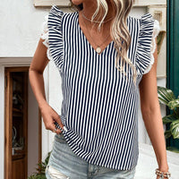 Sweet Cowgirl V-neck Striped Top – Casual & Cute Cowgirl Chic for Everyday Wear