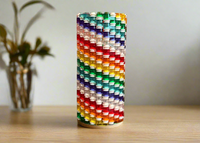 Semi-Transparent Rainbow Skinny Modular Vase – Built with Major Brand Compatible Bricks