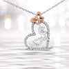 Two Tone .925 Sterling Silver 1/5 cttw Diamond "Mom" and Heart Pendant Necklace (H-I, I1-I2)