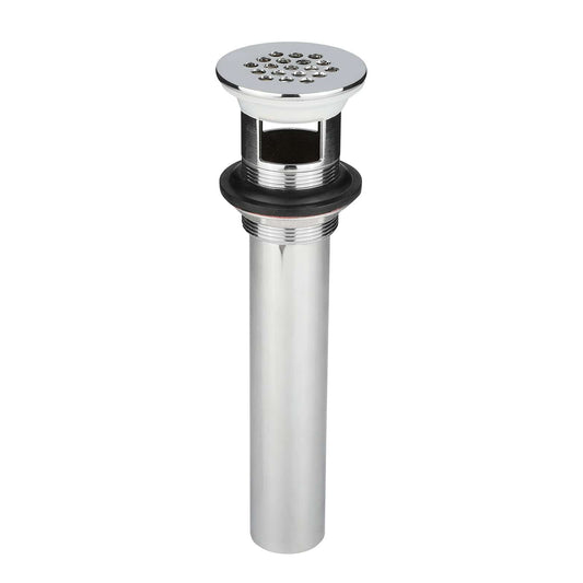 Bathroom Sink Overflow Flat Top Grid Drain Assembly, Chrome Plated