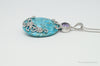 Designer Large Blue Mojave Turquoise Amethyst Sterling Silver Necklace