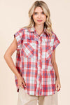Mittoshop Mineral Wash Plaid Button Down Shirt