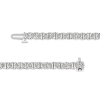 .925 Sterling Silver 1.0 Cttw Diamond Square Frame Miracle-Set Tennis Bracelet (I-J Color, I3 Clarity) - 7"