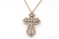 Designer Heng Ngai Cubic Zirconia Gold Vermeil Sterling Silver Cross Necklace