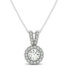 Round Pendant with Split Bail and Diamond Halo in 14k White Gold (3/4 cttw)