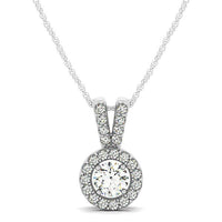 Round Pendant with Split Bail and Diamond Halo in 14k White Gold (3/4 cttw)
