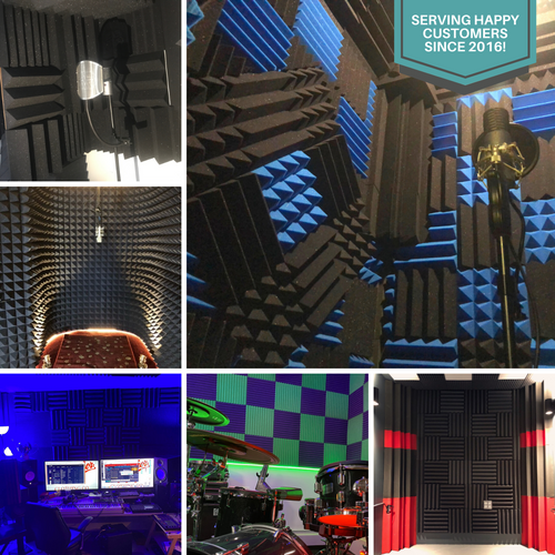 1 Inch Acoustic Foam Wedge Style Panels - 13 Color Options