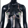 Sexy Tassel Color Crystal Chest Chain Necklace Women Bikini Accessories Sparkling Rhinestone Bra Body Chain Beach Charm Lingerie