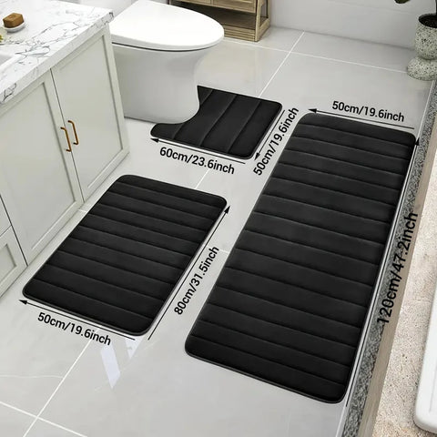 3 Pcs Bathroom Rug Set Soft Foot Mat Absorbent Memory Foam Dry Fast Non-slip Floor Kitchen Shower Room Doormat Toilet Floor Mat