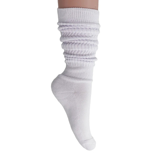 Women's Extra Long Slouch Scrunch Socks Knee High, Cotton Blend, Pack of 2, Fits Shoe Sizes 5-10