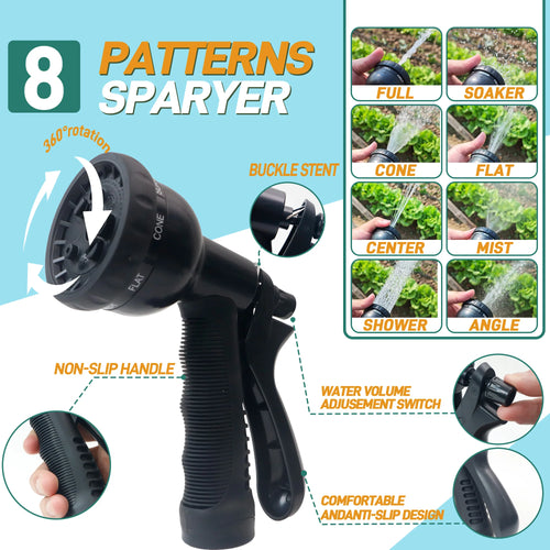 100ft Expandable Garden Hose With Nozzle, Lightweight & Durable, No-Kink Flexible Hose For Car Washing, Outdoor Watering