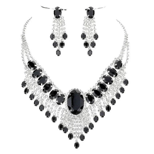 Rhinestone Water Drop Necklace Set