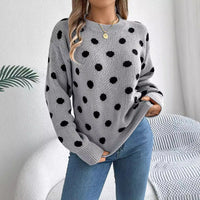 Polka Dot Long-Sleeved Pullover Sweater – Cozy and Stylish Cowgirl Sweater