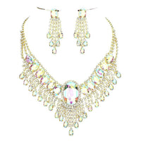 Rhinestone Water Drop Necklace Set