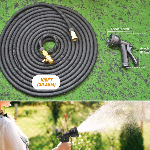 100ft Expandable Garden Hose With Nozzle, Lightweight & Durable, No-Kink Flexible Hose For Car Washing, Outdoor Watering