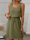 Breezy Waffle-Knit Drawstring Mini Tank Dress