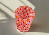Clear, Red, and Orange Modular Vase – Built with Brick-Compatible Bricks