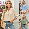 Effortless V-Neck Seven-Point Top - Stylish Pullover Blouse for Trendy Women